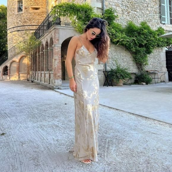 RARE METALLIC PRINT SLIP DRESS - Picture 16 of 16